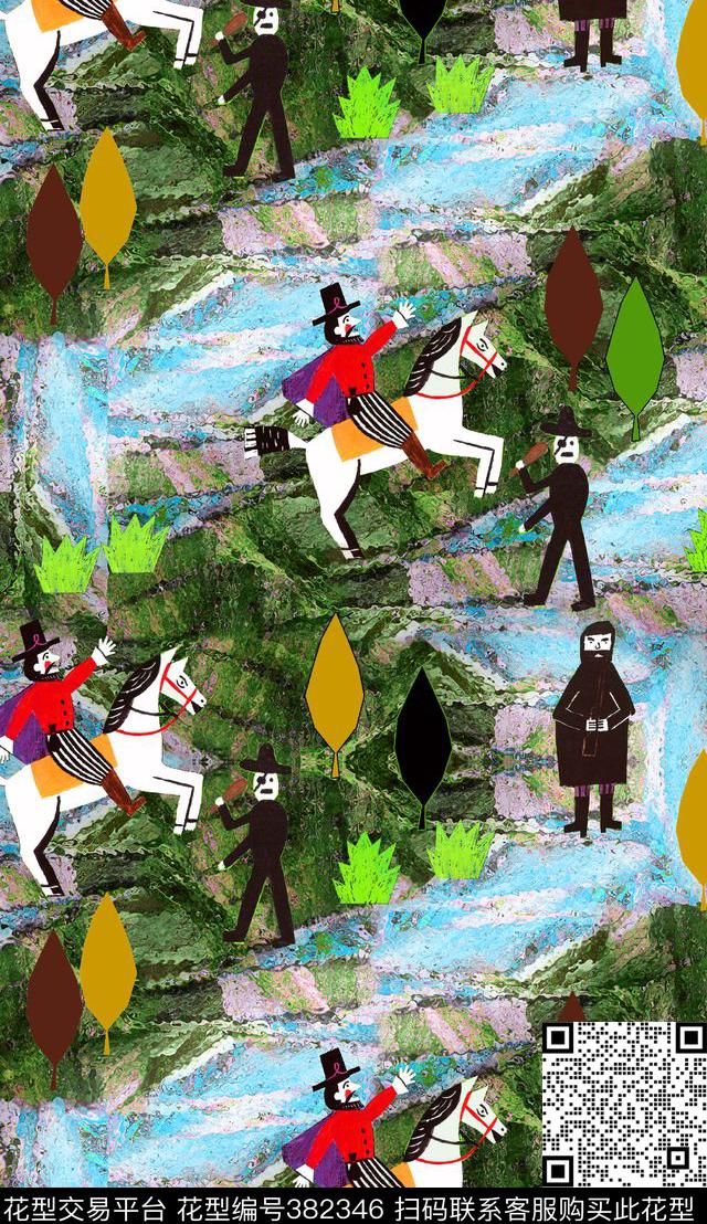 油画手绘马数码印花华亿平台下载（图片编号: 382346） - 瓦栏（Walan）