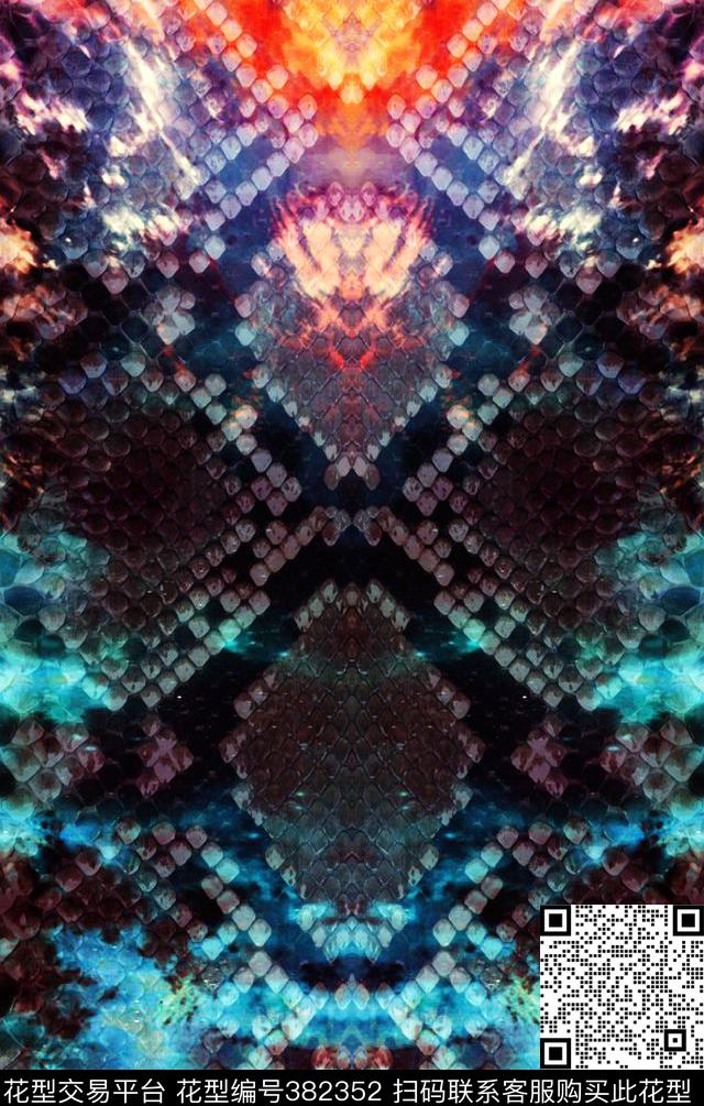 定位蛇纹彩虹色数码印花华亿平台下载（图片编号: 382352） - 瓦栏（Walan）