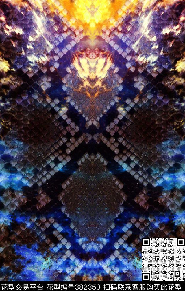 定位蛇纹彩虹色数码印花华亿平台下载（图片编号: 382353） - 瓦栏（Walan）