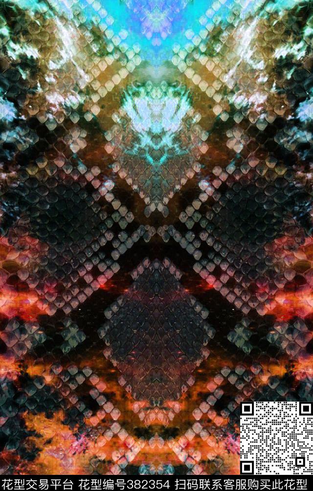 定位蛇纹彩虹色数码印花华亿平台下载（图片编号: 382354） - 瓦栏（Walan）