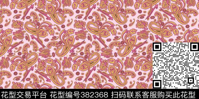 乱花线条腰果传统印花华亿平台下载（图片编号: 382368） - 瓦栏（Walan）