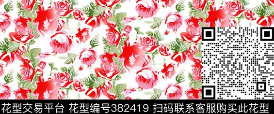 乱花玫瑰传统印花华亿平台下载（图片编号: 382419） - 瓦栏（Walan）