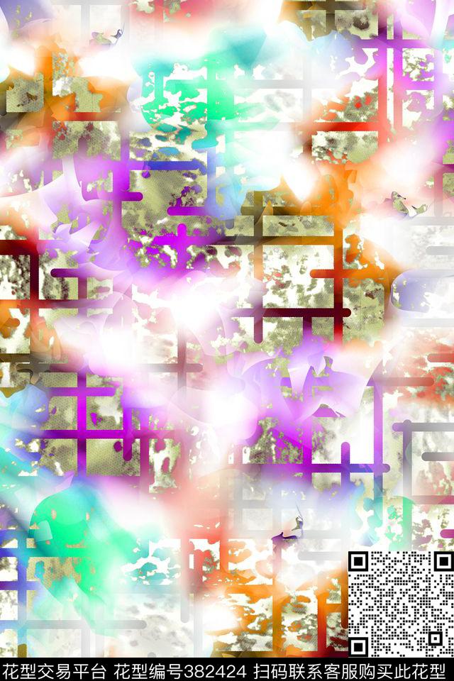 抽象云纹几何肌理数码印花华亿平台下载（图片编号: 382424） - 瓦栏（Walan）