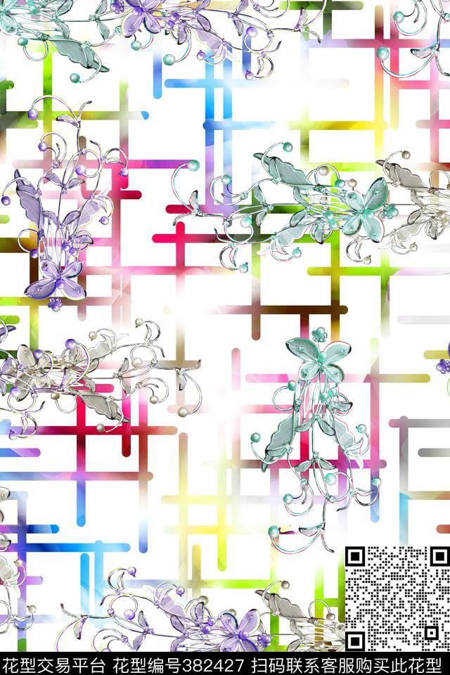 抽象珠花几何肌理数码印花华亿平台下载（图片编号: 382427） - 瓦栏（Walan）