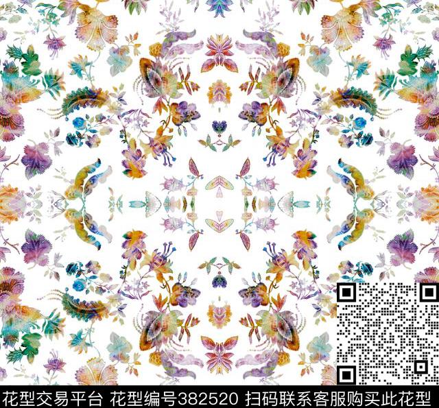 花卉腰果花数码印花华亿平台下载（图片编号: 382520） - 瓦栏（Walan）