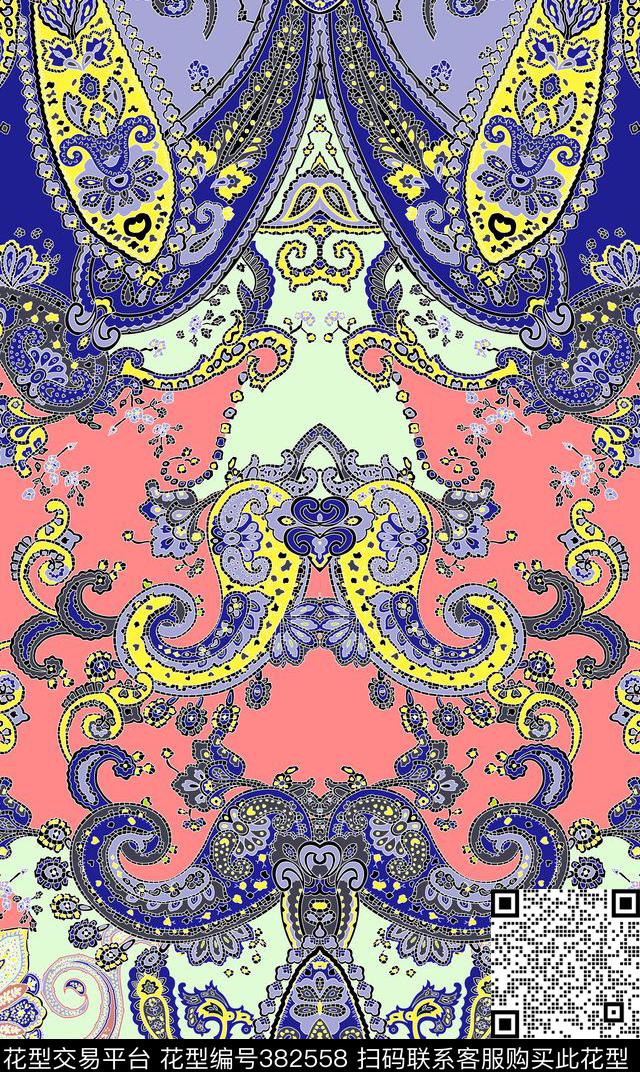 民族风欧式佩斯利传统印花华亿平台下载（图片编号: 382558） - 瓦栏（Walan）