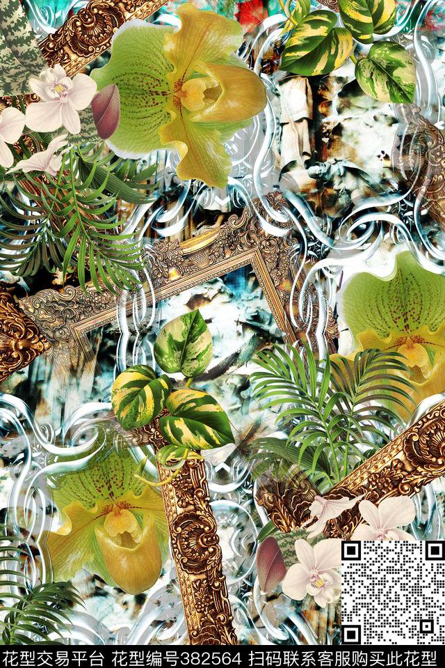 数码欧式热带植物欧式热带植物花卉流行时尚花等数码印花华亿平台下载（图片编号: 382564） - 瓦栏（Walan）