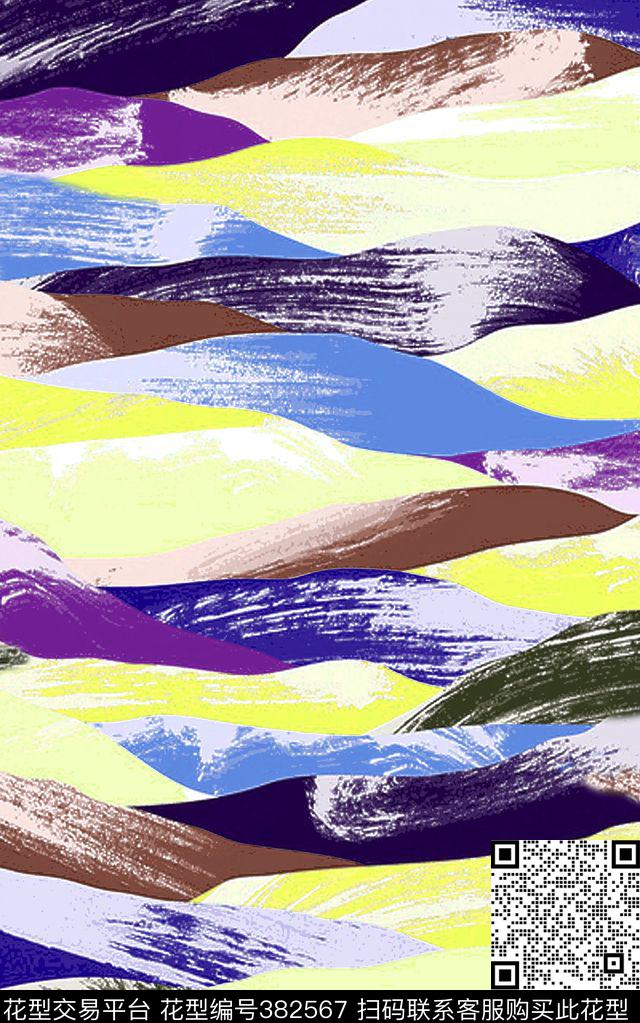 笔触艺术波浪传统印花华亿平台下载（图片编号: 382567） - 瓦栏（Walan）