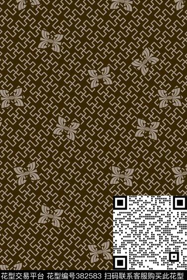 墙纸线形蝴蝶节传统印花华亿平台下载（图片编号: 382583） - 瓦栏（Walan）