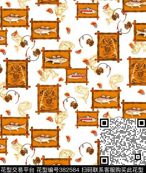 休闲风鱼、卡通方格传统印花华亿平台下载（图片编号: 382584） - 瓦栏（Walan）