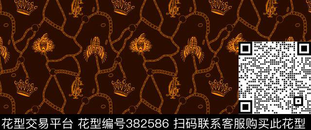 流行时尚铁练皇冠传统印花华亿平台下载（图片编号: 382586） - 瓦栏（Walan）