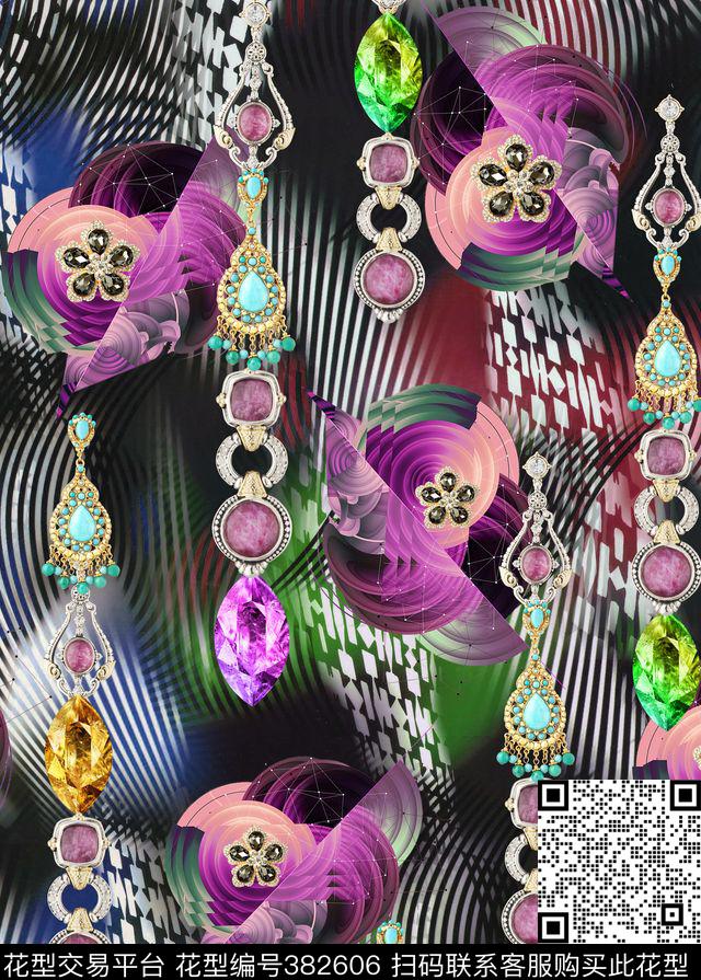 抽象宝石珠宝宝石数码印花华亿平台下载（图片编号: 382606） - 瓦栏（Walan）