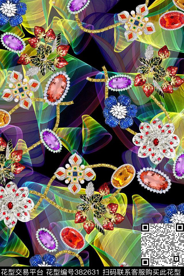 珠宝宝石珠宝链条数码印花华亿平台下载（图片编号: 382631） - 瓦栏（Walan）