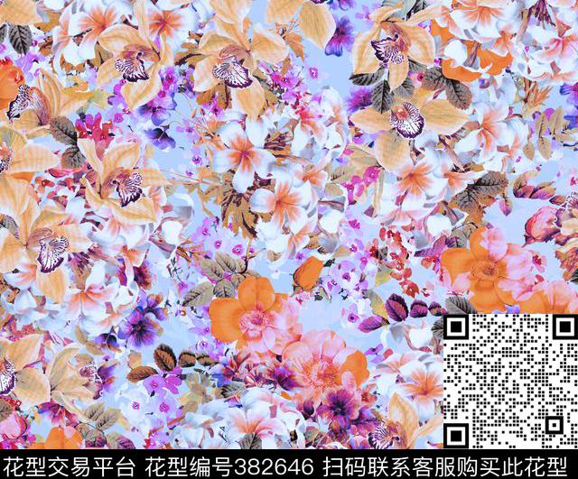 绚丽花卉印花华亿平台面料印花数码印花华亿平台下载（图片编号: 382646） - 瓦栏（Walan）
