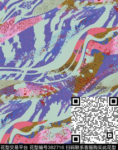 抽象水彩线形数码印花华亿平台下载（图片编号: 382716） - 瓦栏（Walan）