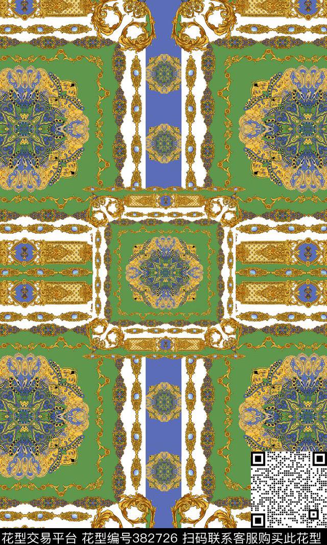 方巾花纹欧式纹样复古数码印花华亿平台下载（图片编号: 382726） - 瓦栏（Walan）