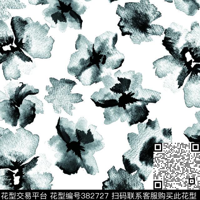 花卉灰色调印花图案数码印花华亿平台下载（图片编号: 382727） - 瓦栏（Walan）