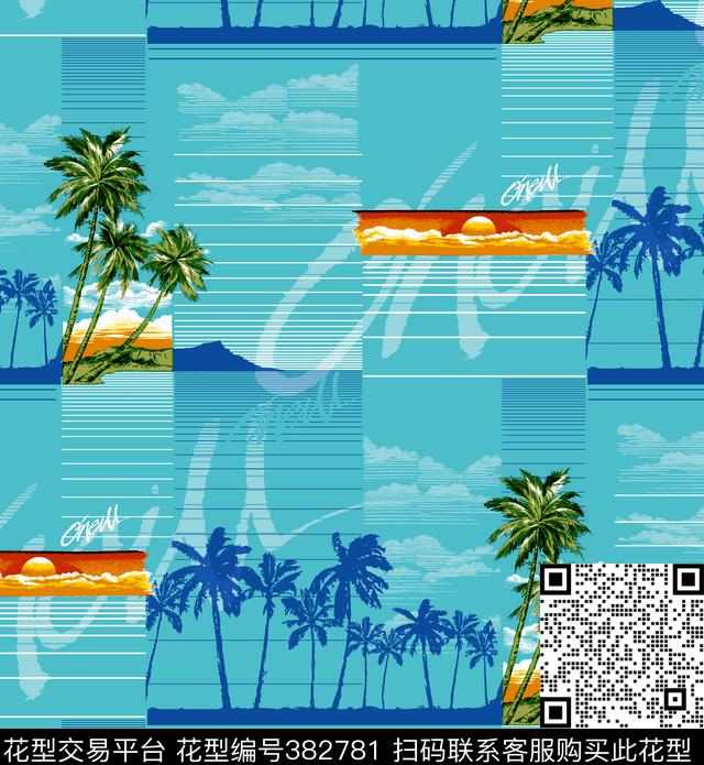 海洋树云传统印花华亿平台下载（图片编号: 382781） - 瓦栏（Walan）