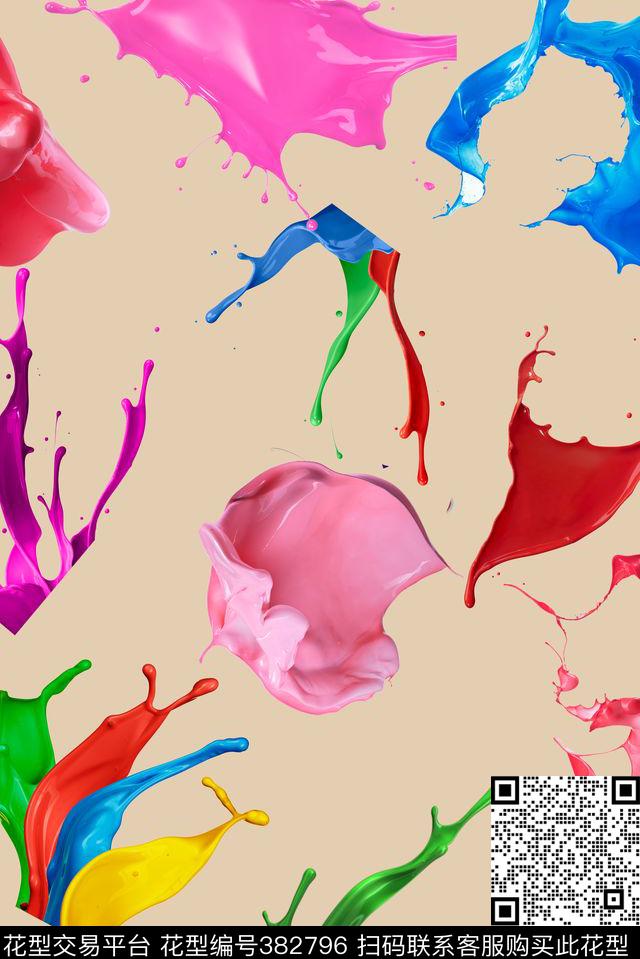 油漆溅图数码印花华亿平台下载（图片编号: 382796） - 瓦栏（Walan）
