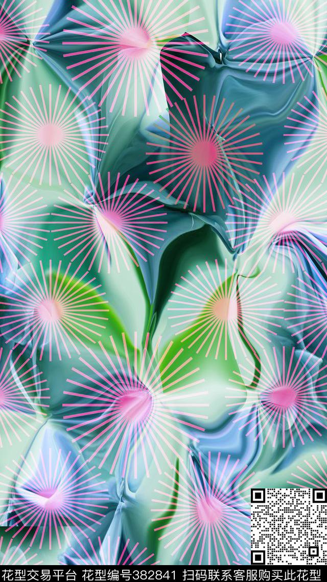 花卉写意抽象机理数码印花华亿平台下载（图片编号: 382841） - 瓦栏（Walan）