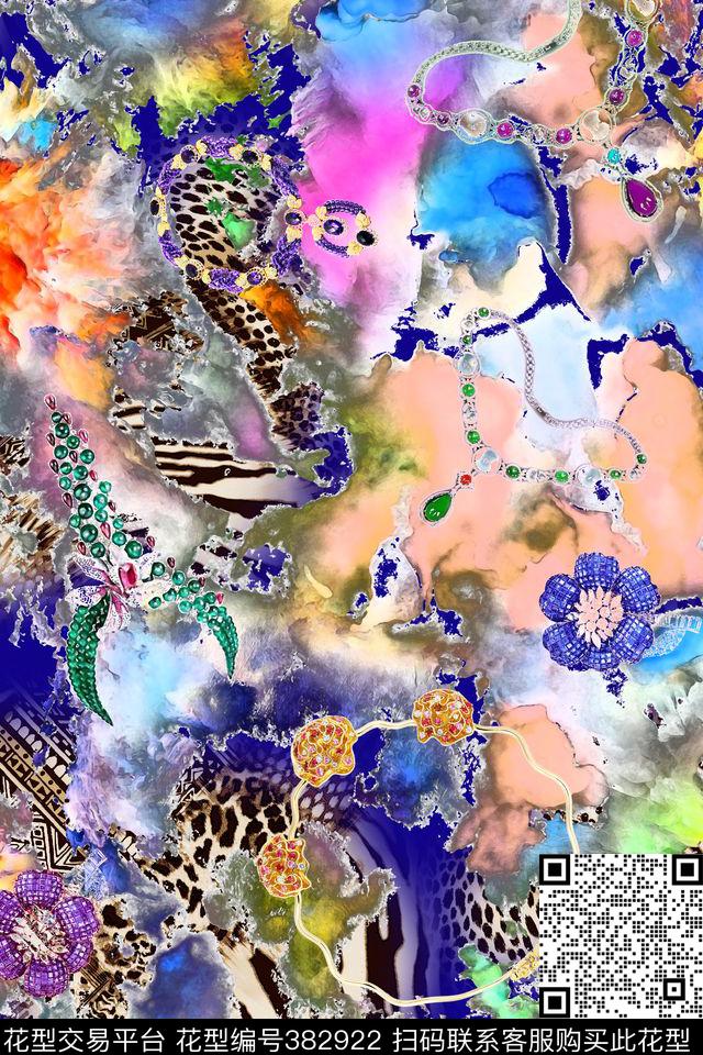 豹纹珠宝抽象艺彩——绚丽数码风数码印花华亿平台下载（图片编号: 382922） - 瓦栏（Walan）