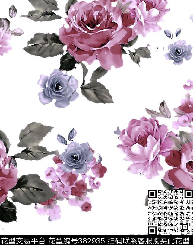 花卉中老年华亿平台传统印花华亿平台下载（图片编号: 382935） - 瓦栏（Walan）