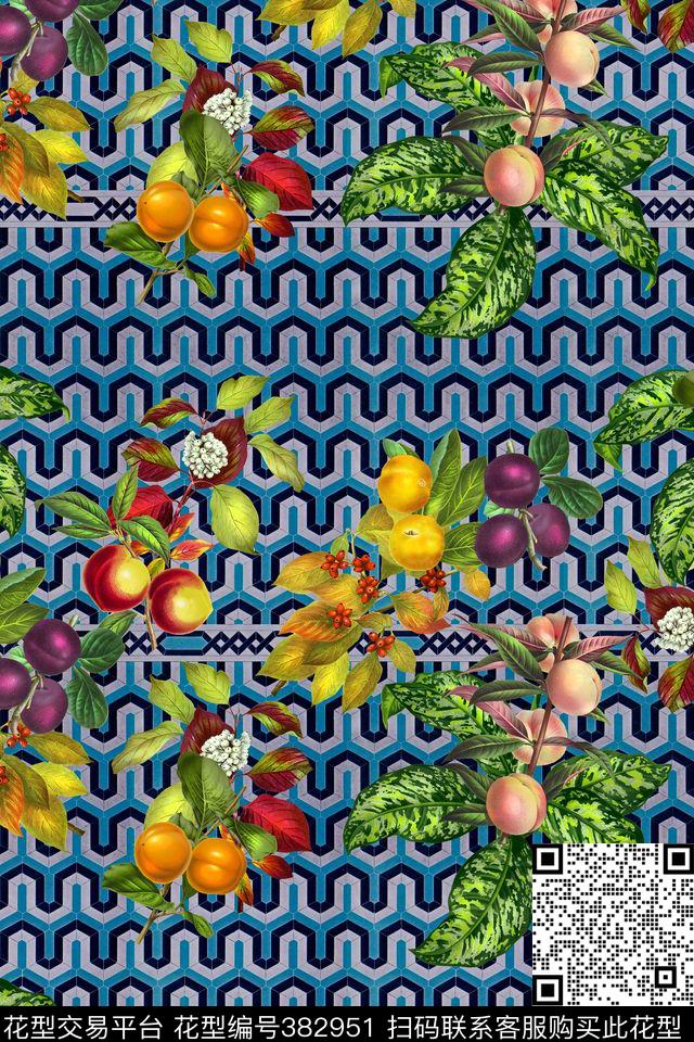 男装热带华亿平台几何数码印花华亿平台下载（图片编号: 382951） - 瓦栏（Walan）