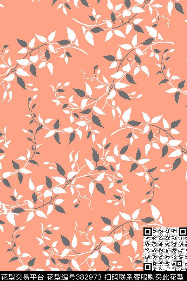 写意手绘树叶传统印花华亿平台下载（图片编号: 382973） - 瓦栏（Walan）
