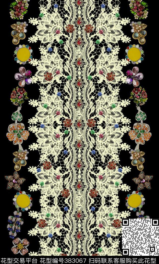 珠宝蕾丝时尚数码印花华亿平台下载（图片编号: 383067） - 瓦栏（Walan）