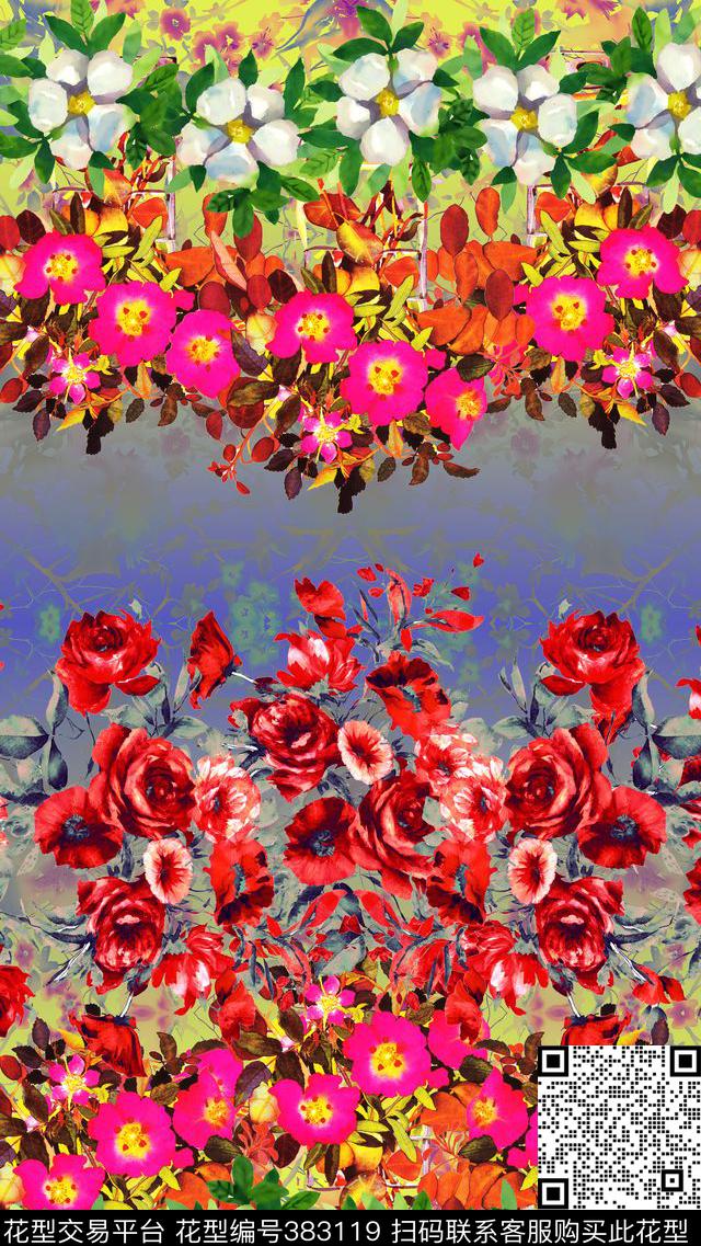 花卉浪漫花鸟混搭类数码印花华亿平台下载（图片编号: 383119） - 瓦栏（Walan）