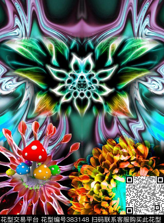 抽象欧美大牌数码印花华亿平台下载（图片编号: 383148） - 瓦栏（Walan）