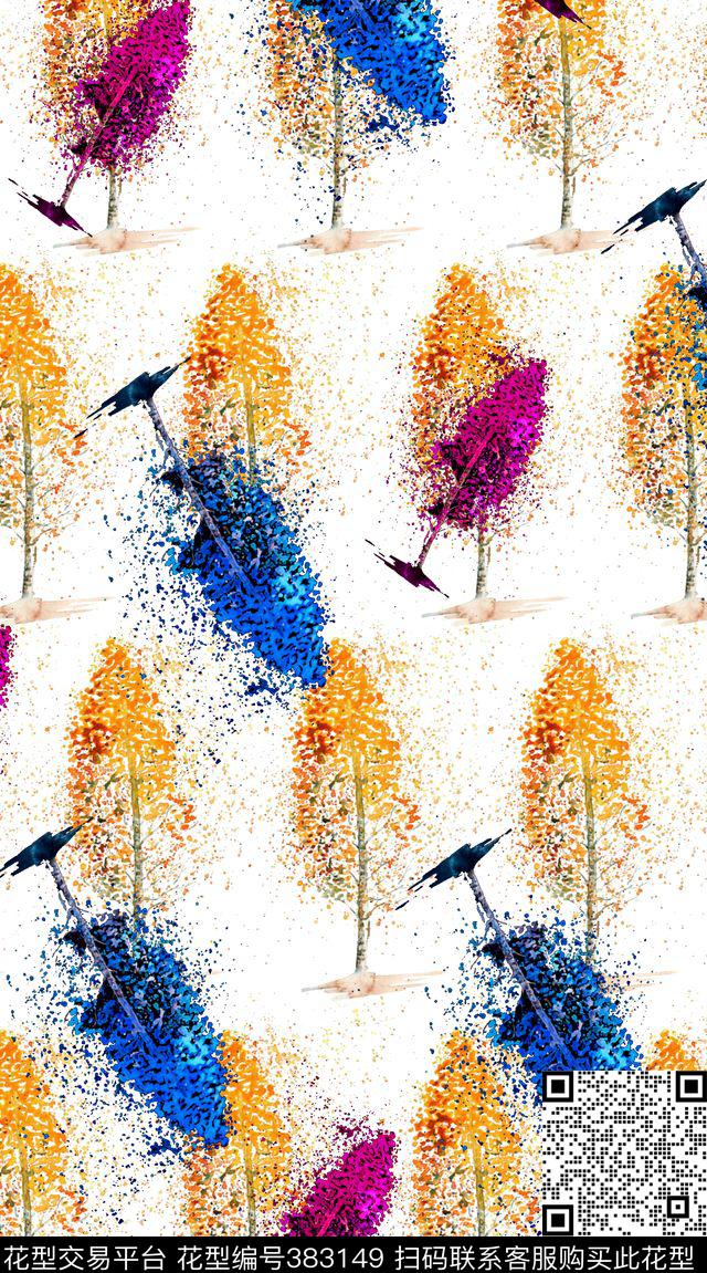 抽象水彩画数码印花华亿平台下载（图片编号: 383149） - 瓦栏（Walan）