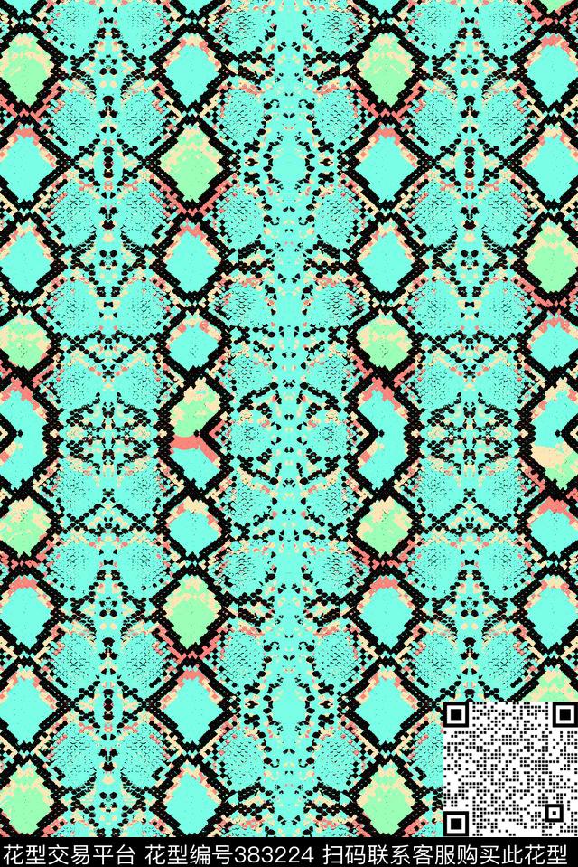 卡通蟒纹动物纹数码印花华亿平台下载（图片编号: 383224） - 瓦栏（Walan）