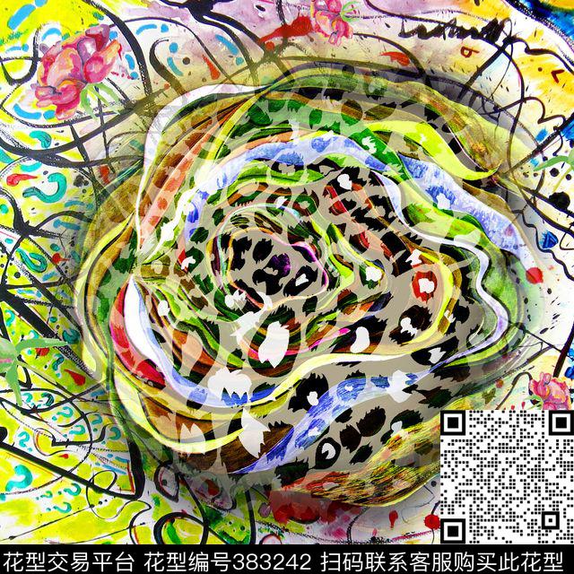 时尚油画豹纹数码印花华亿平台下载（图片编号: 383242） - 瓦栏（Walan）