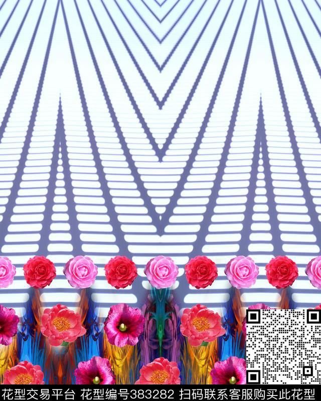 几何定位花花卉数码印花华亿平台下载（图片编号: 383282） - 瓦栏（Walan）