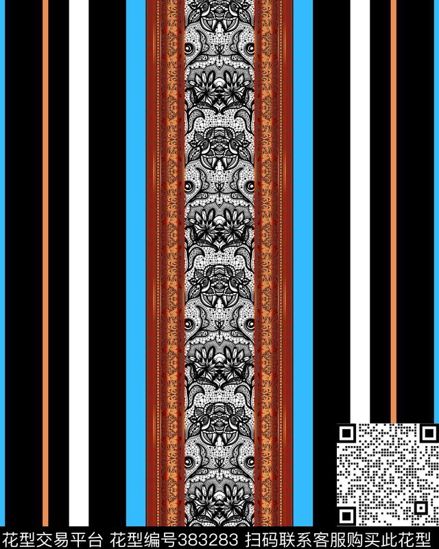 几何线条蕾丝数码印花华亿平台下载（图片编号: 383283） - 瓦栏（Walan）