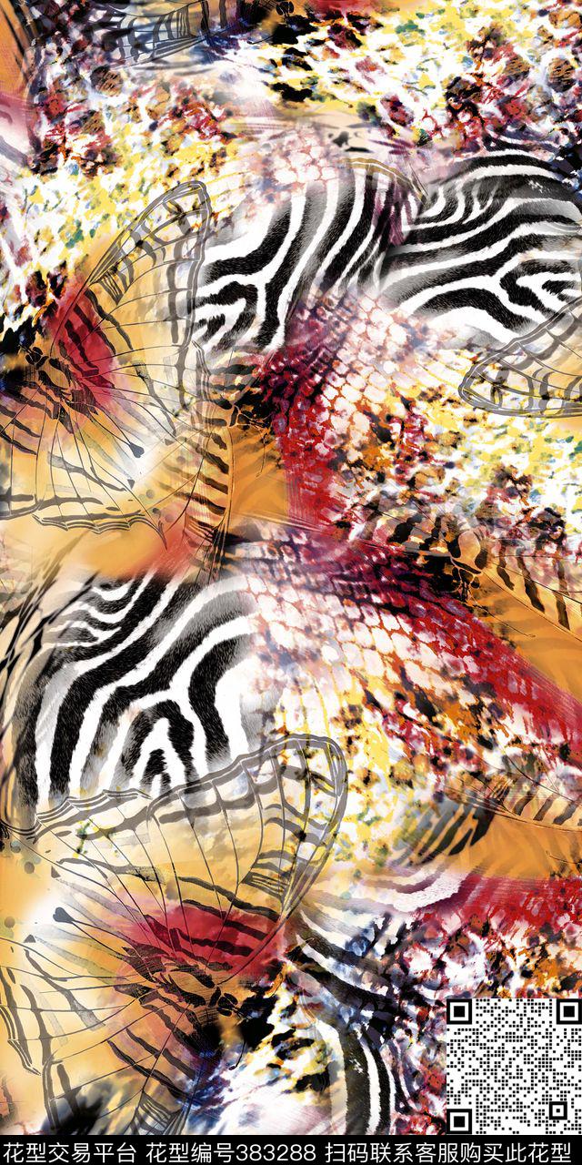 蛇皮纹蝴蝶时尚数码数码印花华亿平台下载（图片编号: 383288） - 瓦栏（Walan）