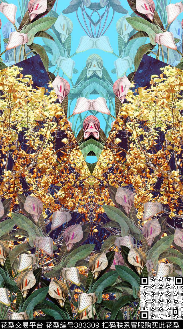 风景花卉定位马蹄莲风景数码印花华亿平台下载（图片编号: 383309） - 瓦栏（Walan）