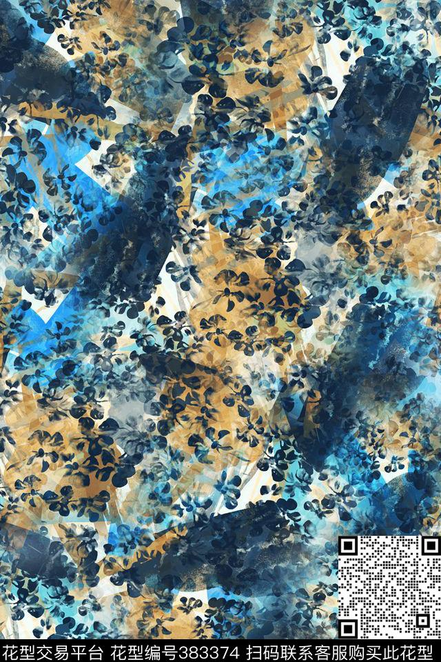 抽象轧染男装数码印花华亿平台下载（图片编号: 383374） - 瓦栏（Walan）