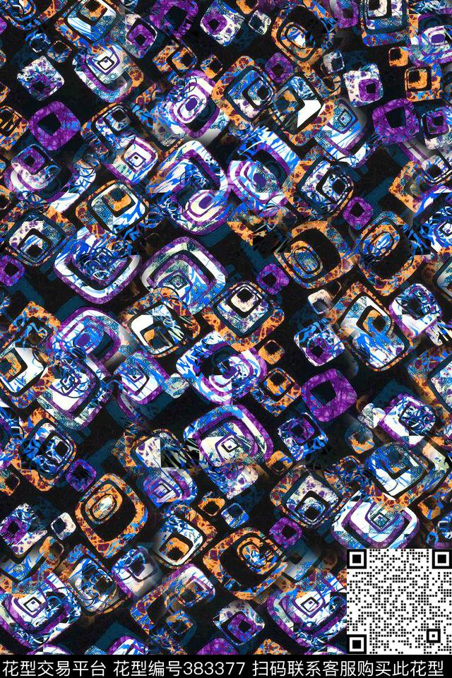 抽象几何男装数码印花华亿平台下载（图片编号: 383377） - 瓦栏（Walan）