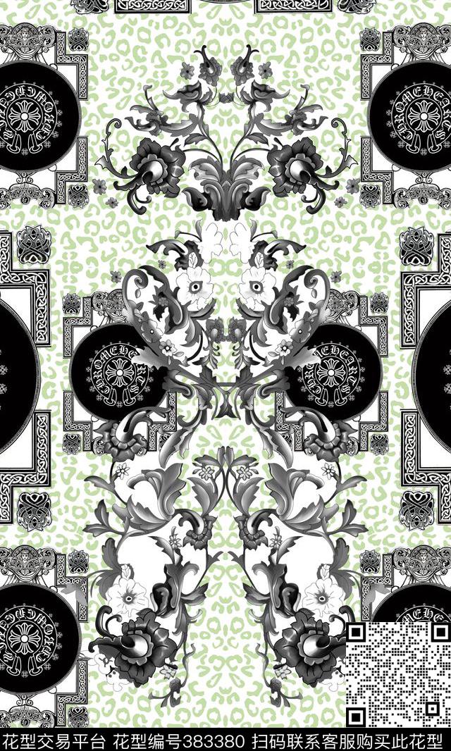 欧式花纹圆盘图案豹纹花卉传统印花华亿平台下载（图片编号: 383380） - 瓦栏（Walan）