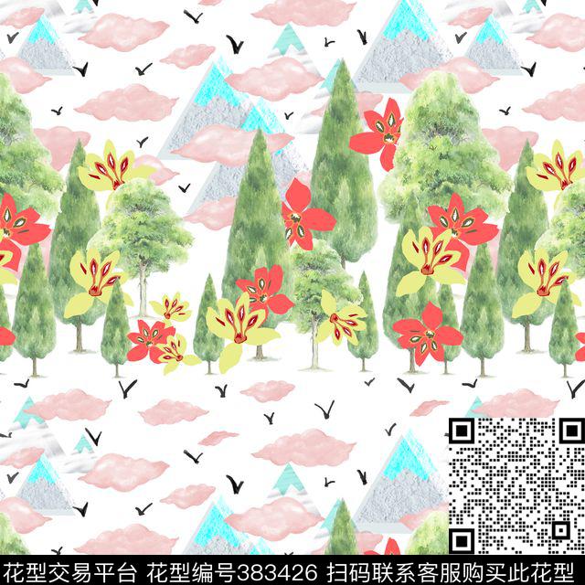 清新甜美植物数码印花华亿平台下载（图片编号: 383426） - 瓦栏（Walan）