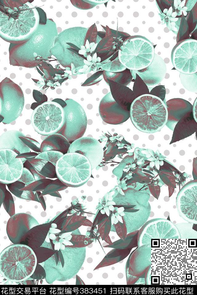 休闲水果柠檬数码印花华亿平台下载（图片编号: 383451） - 瓦栏（Walan）