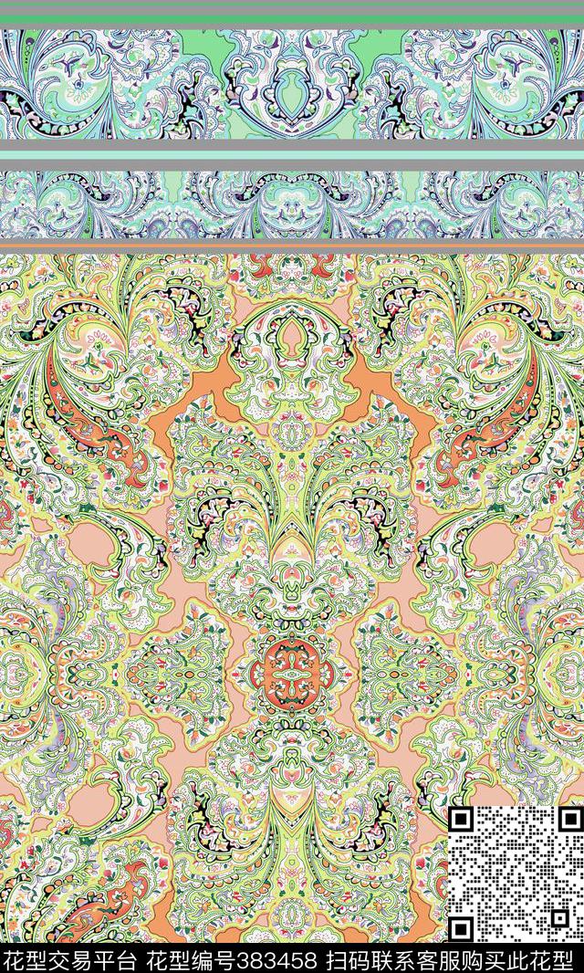 火腿纹民族欧式传统印花华亿平台下载（图片编号: 383458） - 瓦栏（Walan）