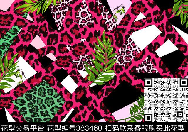 热带豹纹高跟鞋数码印花华亿平台下载（图片编号: 383460） - 瓦栏（Walan）