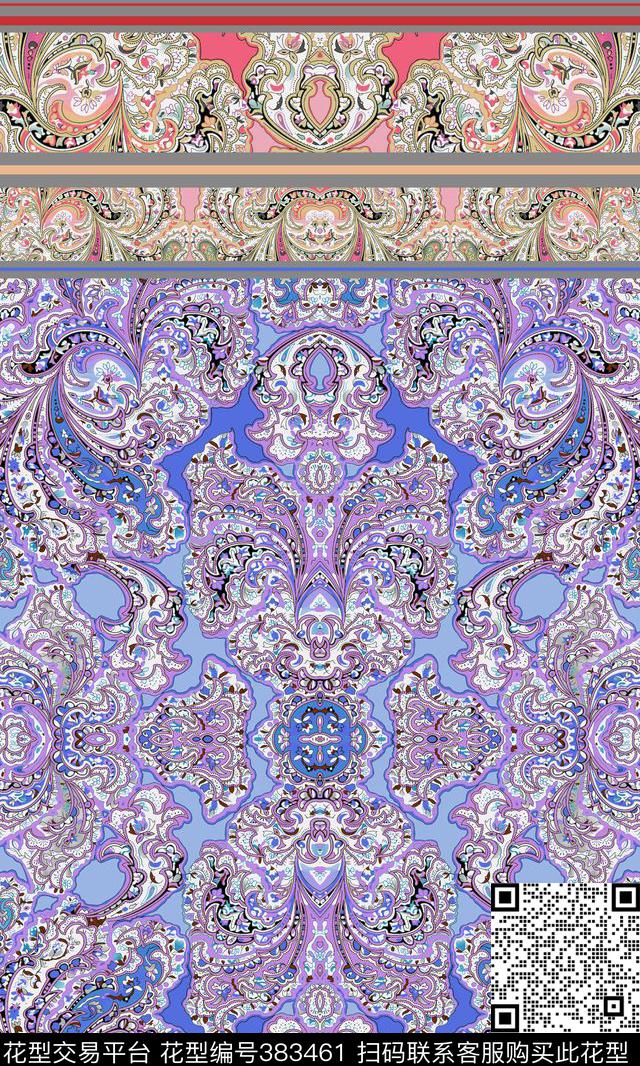 欧式腰果花火腿纹数码印花华亿平台下载（图片编号: 383461） - 瓦栏（Walan）