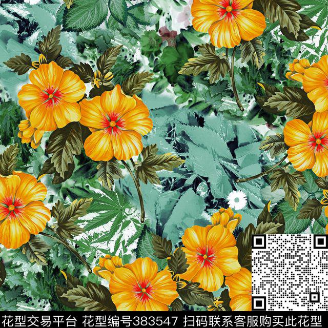 花卉数码印花华亿平台下载（图片编号: 383547） - 瓦栏（Walan）