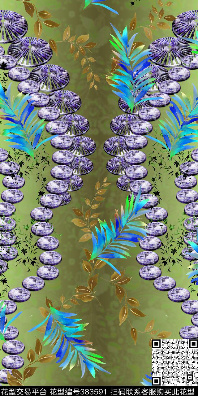 定位热带叶子浮雕数码印花华亿平台下载（图片编号: 383591） - 瓦栏（Walan）