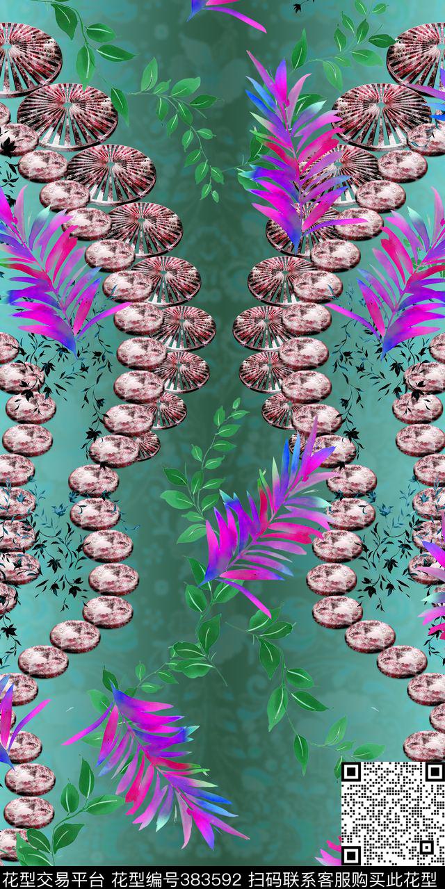 定位热带叶子浮雕数码印花华亿平台下载（图片编号: 383592） - 瓦栏（Walan）