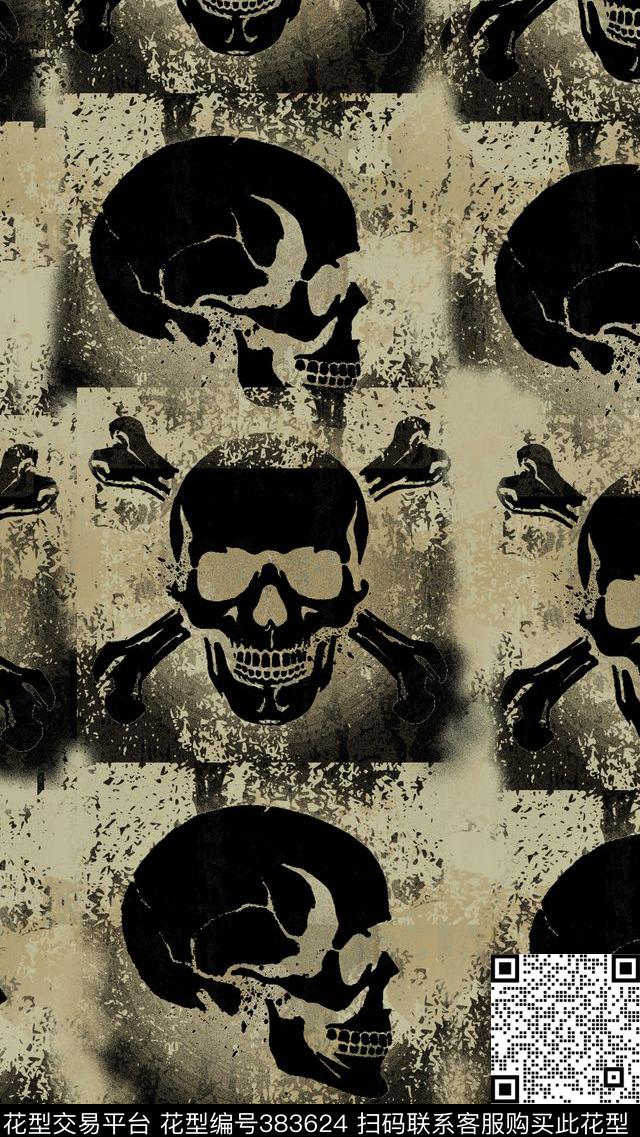 头骨写意时尚欧普+波普传统印花华亿平台下载（图片编号: 383624） - 瓦栏（Walan）